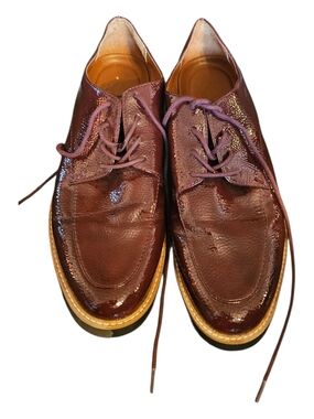 Franco Sarto Burgundy Patent Lace-Up Flats